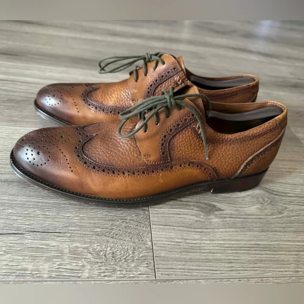 Joseph Abboud Tan and Brown Leather Derby Shoes